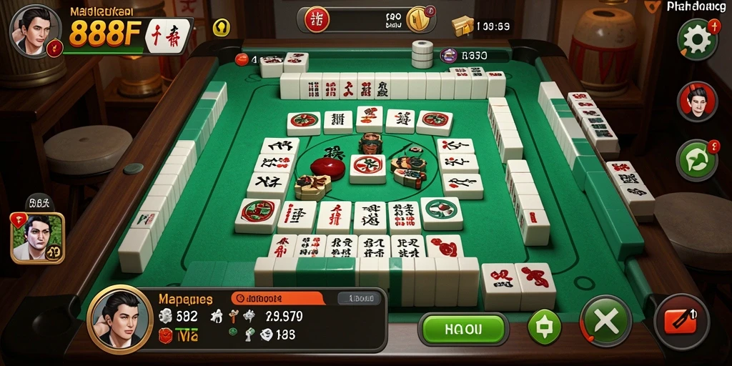 Tampilan gameplay seru dalam 888FW yang menampilkan permainan Mahjong.