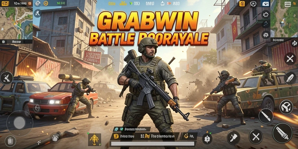 Tampilan seru gameplay Battle Royale di GRABWIN.