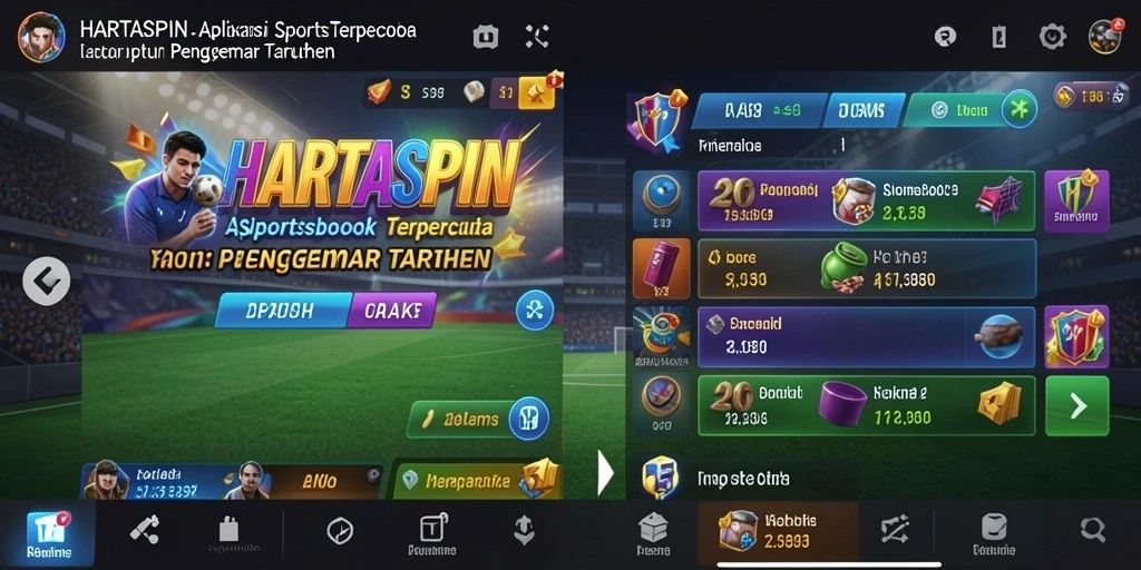 Screenshot HARTASPIN yang menampilkan gameplay taruhan olahraga.