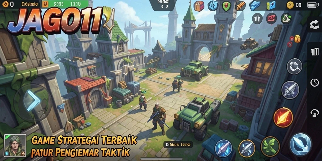 Tangkapan layar utama JAGO11 menampilkan momen dramatis dalam gameplay strategi.