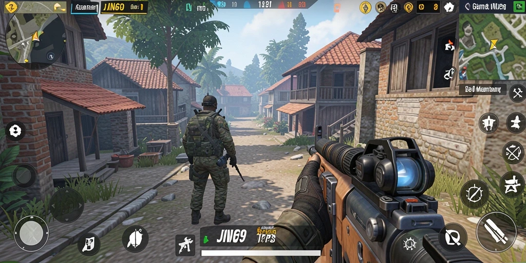Screenshot gameplay JIN69 menampilkan aksi menegangkan dalam pertempuran TPS.