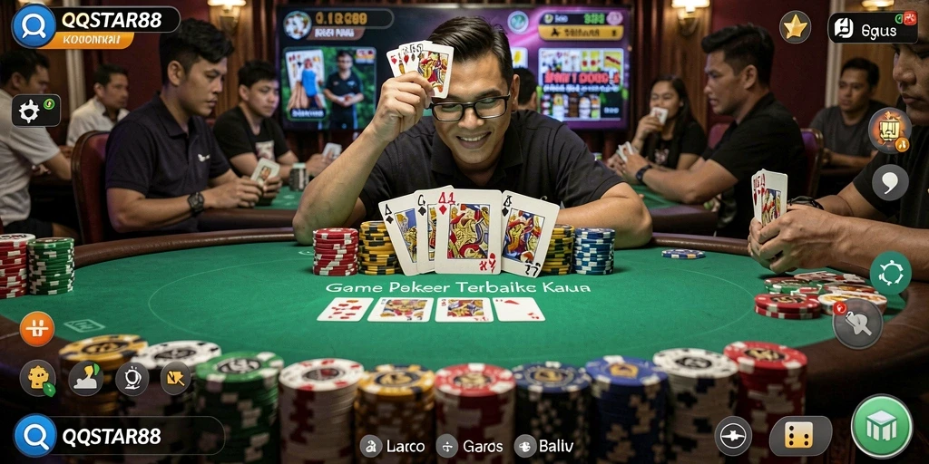 Tampilan menarik gameplay Poker di QQSTAR88 dengan grafis menawan.