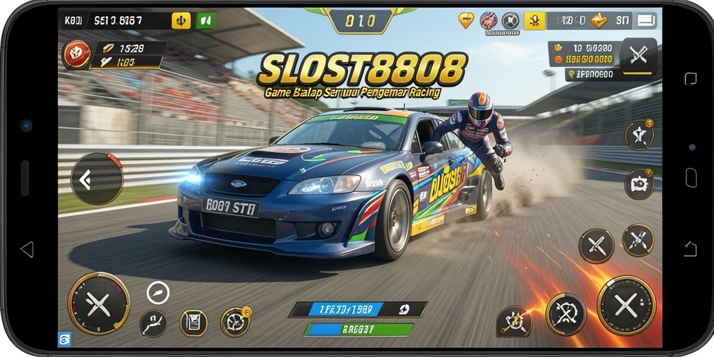 Gameplay SLOST8808 menampilkan aksi balapan yang mendebarkan.