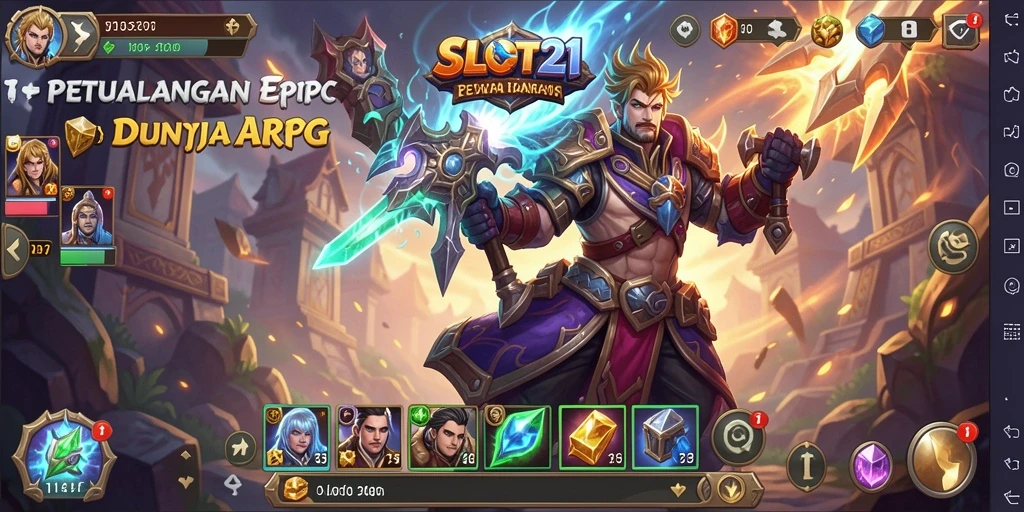 Tampilan gameplay seru dari SLOT21 dengan pertarungan epik.