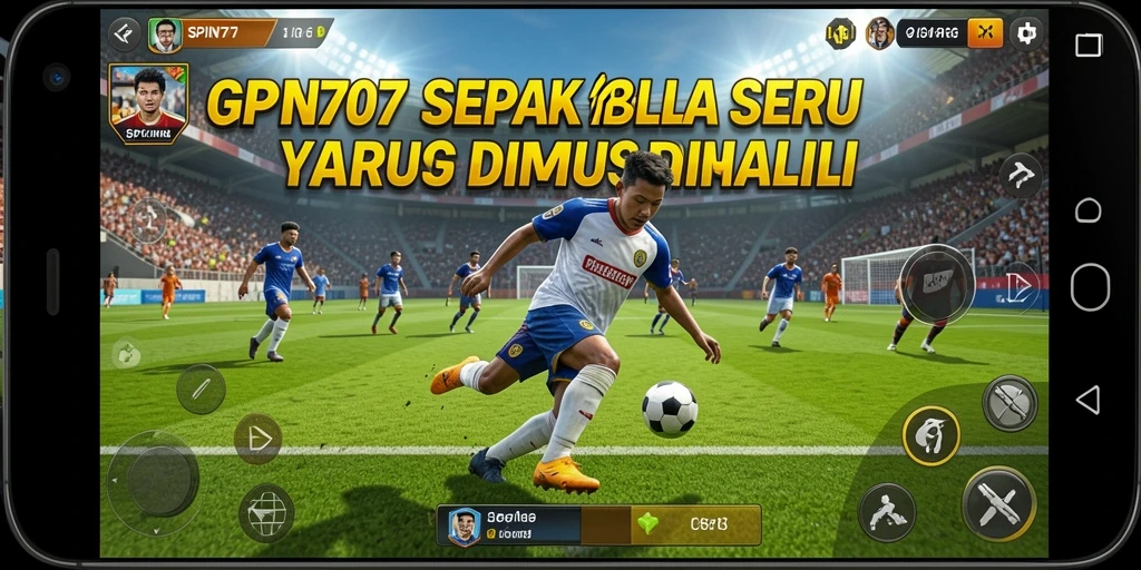 Tampilan gameplay sepak bola yang mendebarkan dan seru.