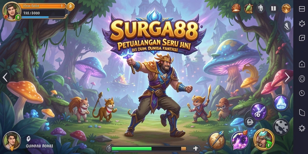 Tampak layar dari SURGA88 menampilkan aksi seru di dunia fantasi.