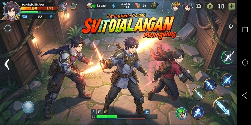 Tampilan gameplay SVIP1 yang penuh aksi dan karakter Anime.